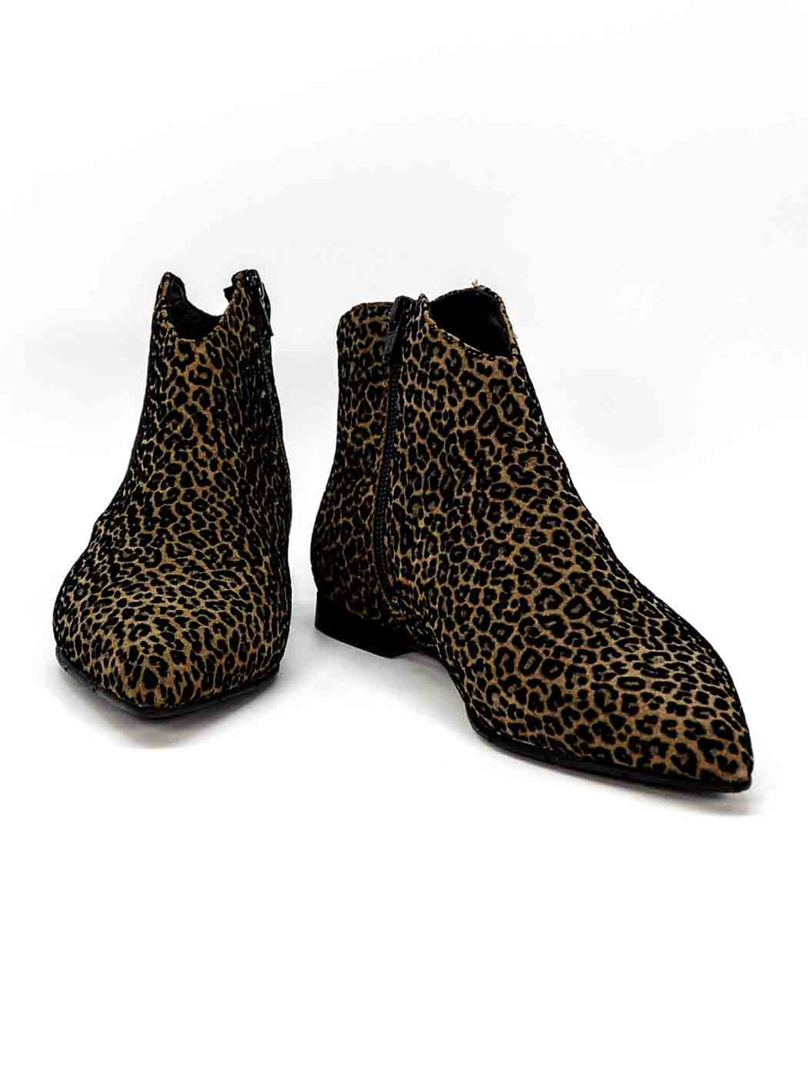 DF43 FLOCKED SUEDE ANKLE BOOTS