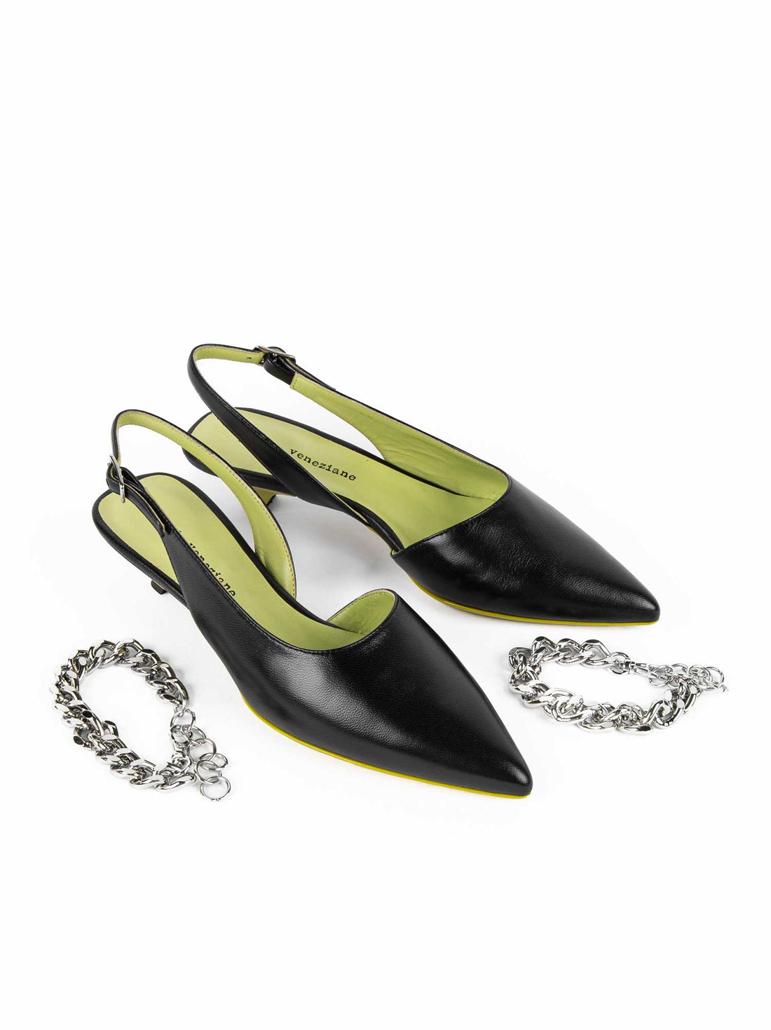 FRF1 LEATHER SLINGBACK WITH METAL ANKLE BRACELET