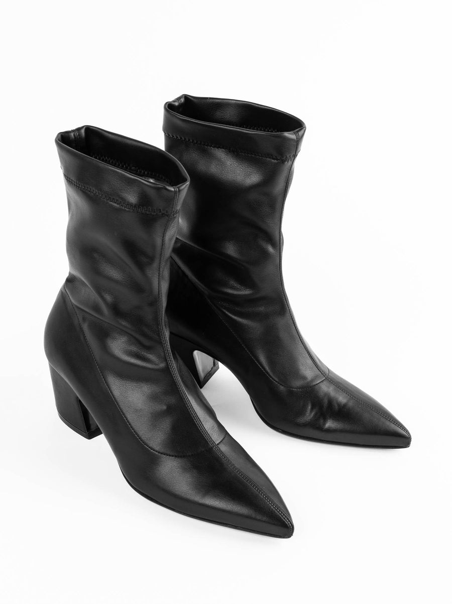 FRU01 FAUX-LEATHER HEEL ANKLE BOOTS