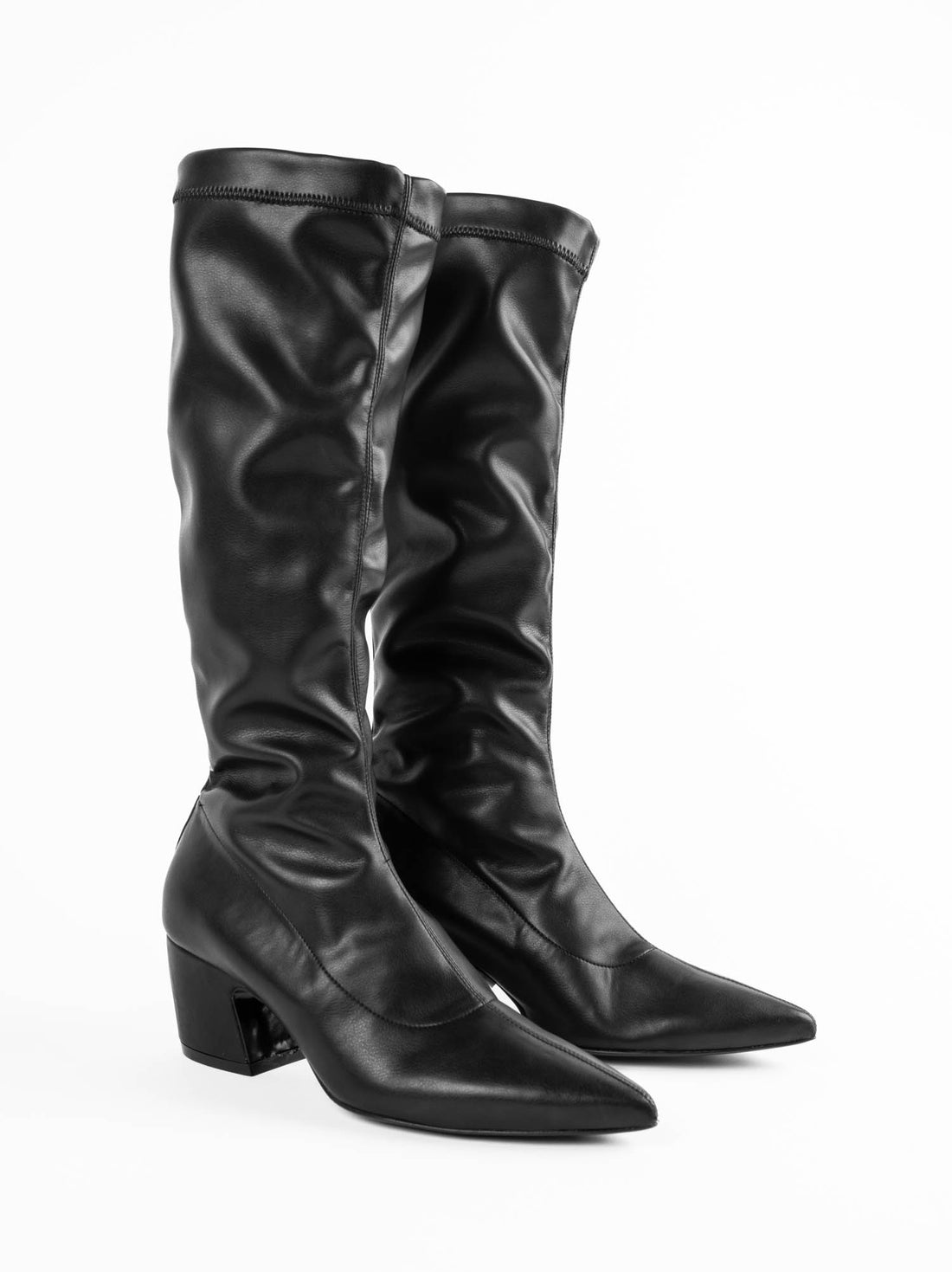 FRU04 FAUX-LEATHER HEEL TALL BOOTS