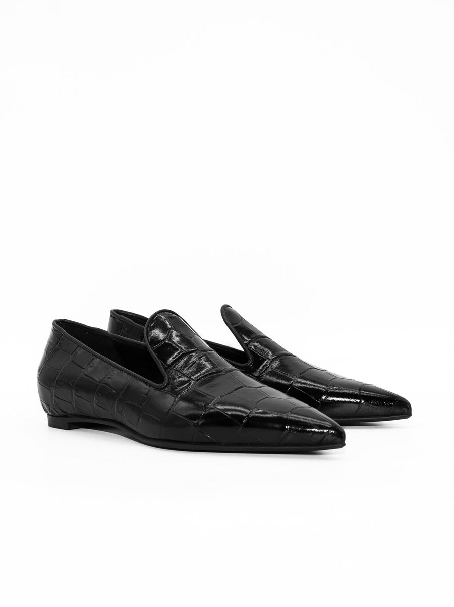 FZP28 CROCO-EMBOSSED LEATHER LOAFERS