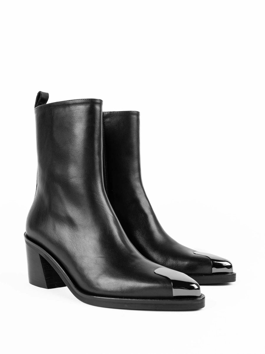 GPU01 LEATHER HEEL ANKLE BOOTS