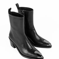 GPU01 LEATHER HEEL ANKLE BOOTS