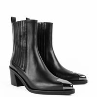 GPU02 LEATHER CHELSEA HEEL ANKLE BOOTS