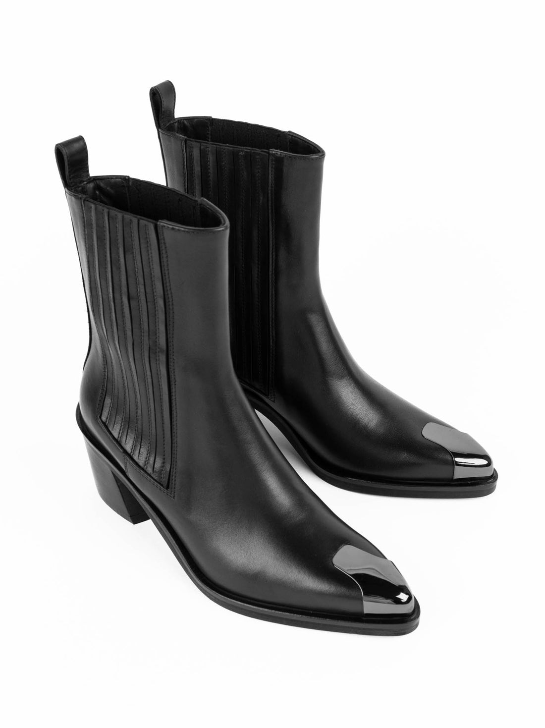 GPU02 LEATHER CHELSEA HEEL ANKLE BOOTS