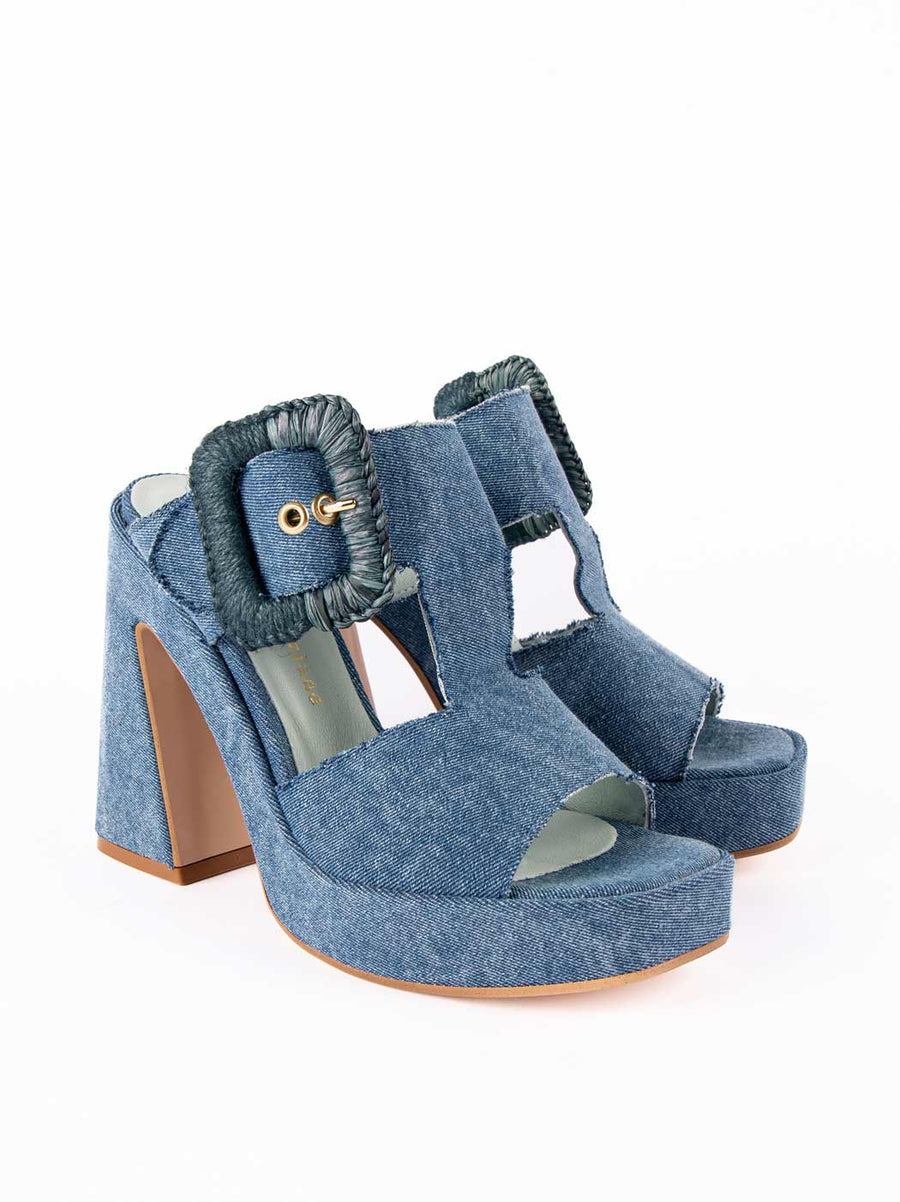 GVP68 DENIM PLATFORM MULES