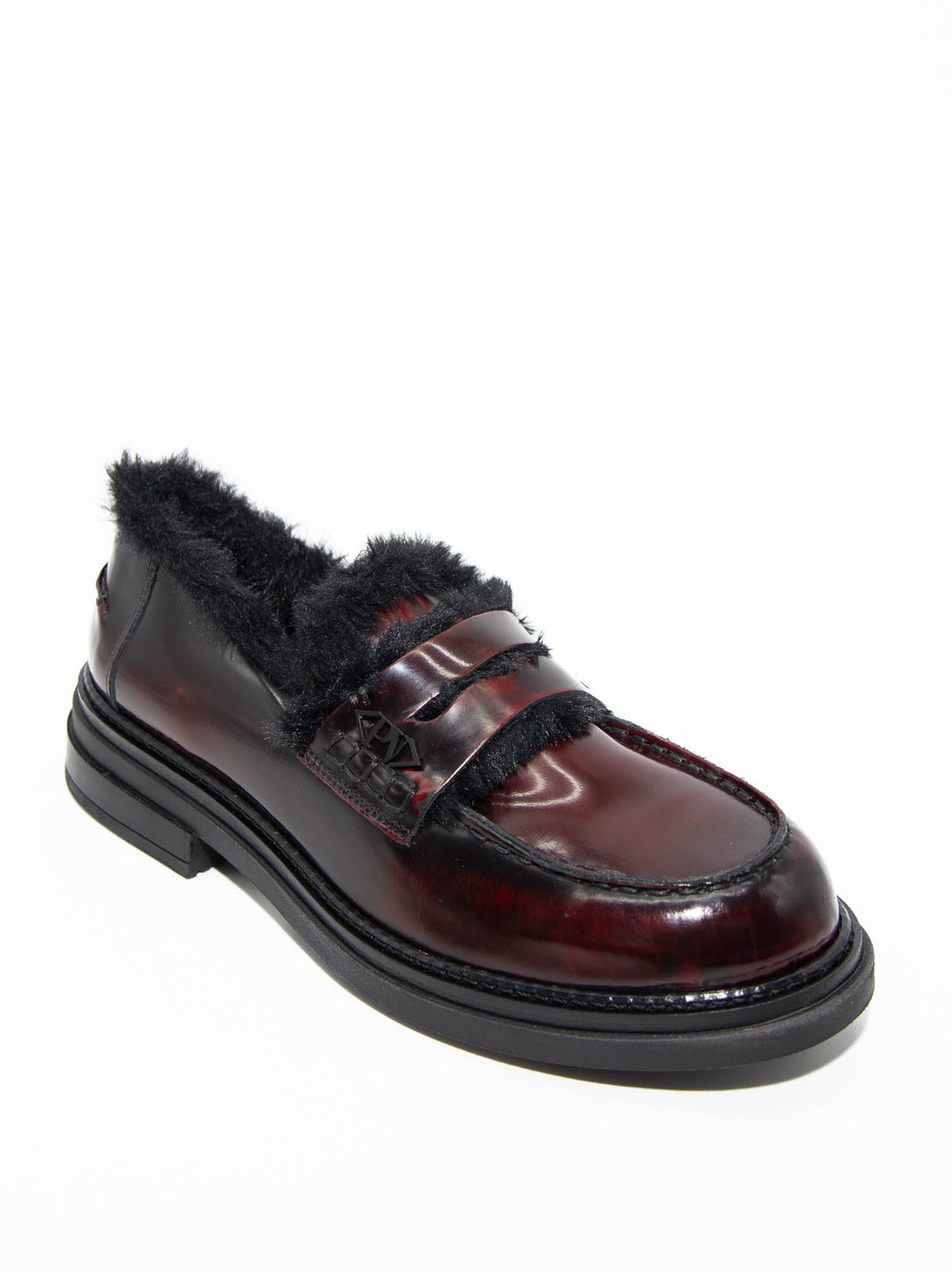 JHL31 BRUSHED LEATHER LOAFERS WITH FAUX FUR