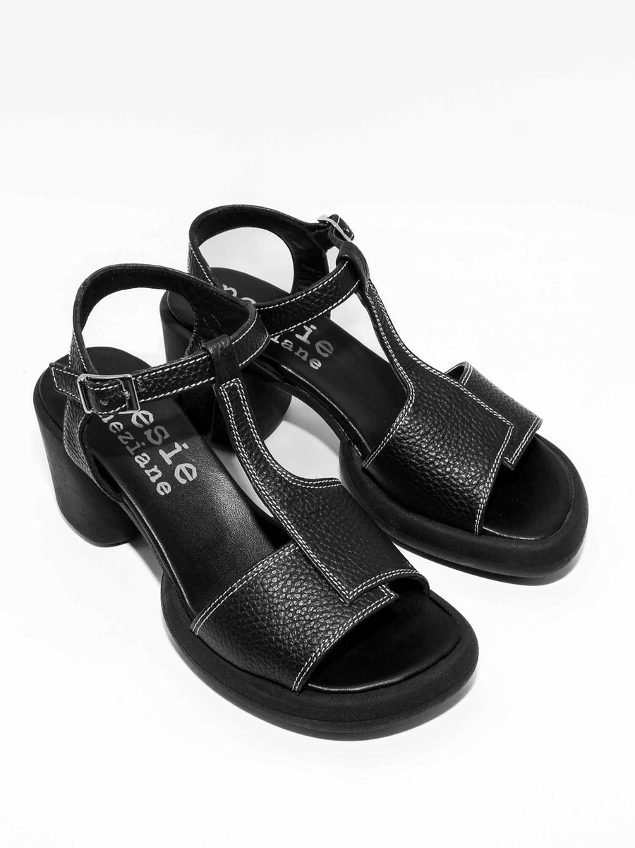 JPC03 LEATHER HEEL SANDALS