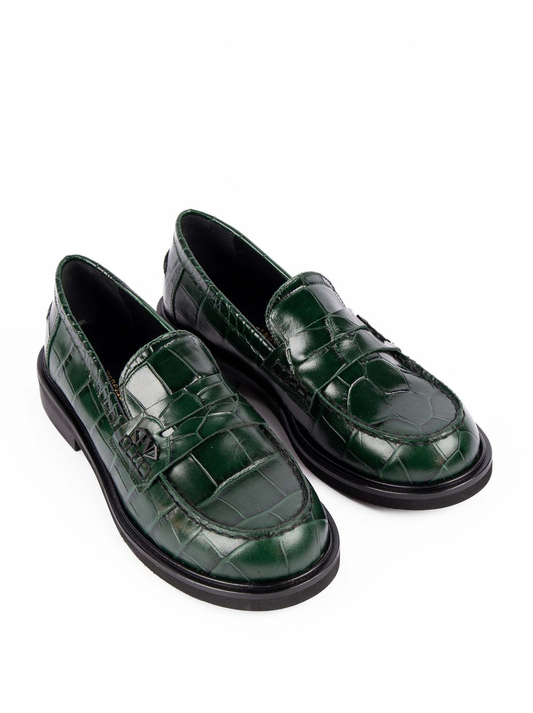 JPG30Q CROCO-EMBOSSED LEATHER LOAFERS