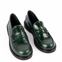 JPG30Q CROCO-EMBOSSED LEATHER LOAFERS
