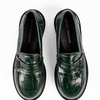 JPG30Q CROCO-EMBOSSED LEATHER LOAFERS