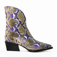 LUZ08 SNAKE-EMBOSSED LEATHER HEEL ANKLE BOOTS