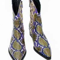 LUZ08 SNAKE-EMBOSSED LEATHER HEEL ANKLE BOOTS