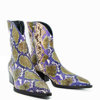 LUZ08 SNAKE-EMBOSSED LEATHER HEEL ANKLE BOOTS