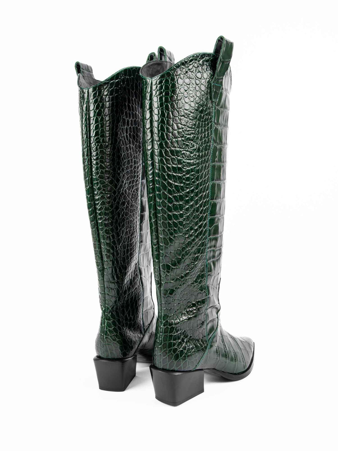 LUZ12 CROCO-EMBOSSED LEATHER HEEL TALL BOOTS