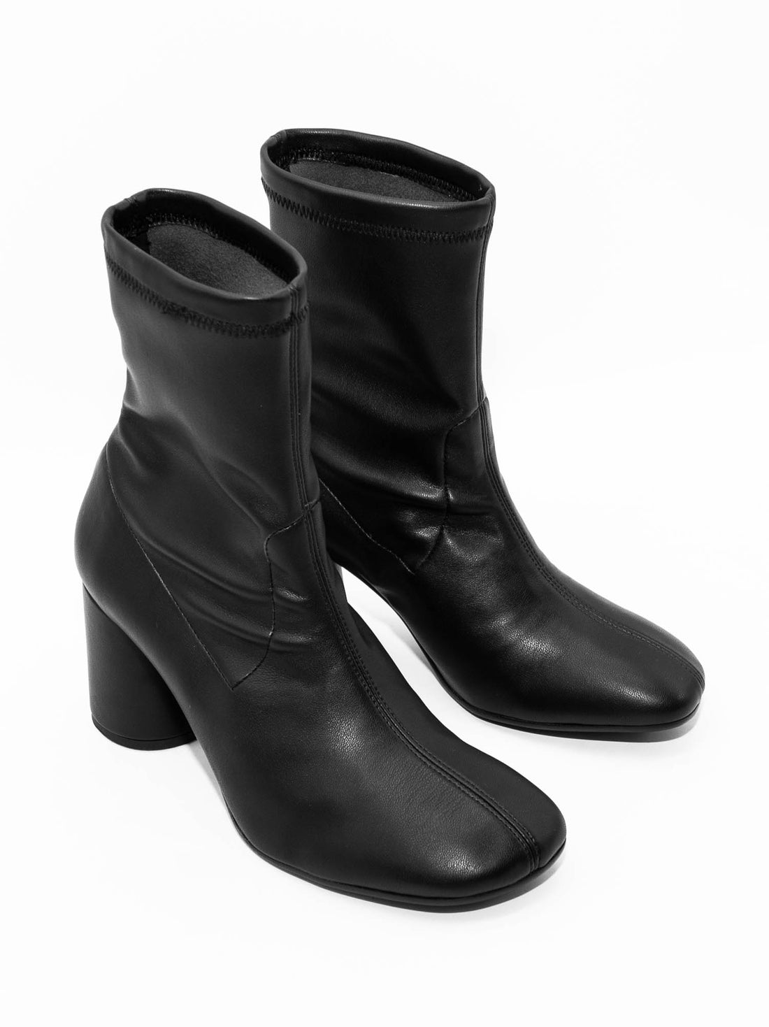 MHV27 FAUX-LEATHER HEEL ANKLE BOOTS