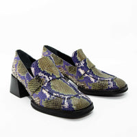 MISV06 SNAKE-EMBOSSED LEATHER HEEL LOAFERS