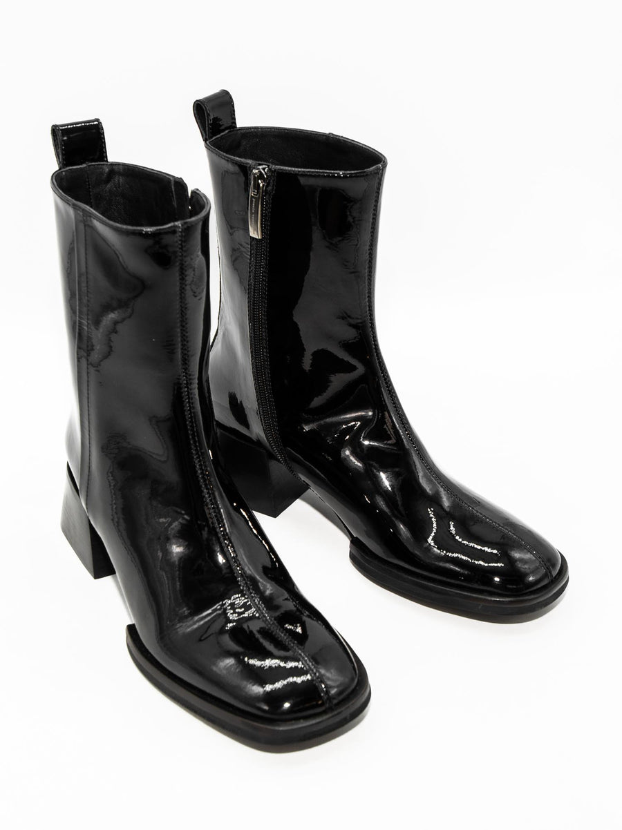 MISV08 PATENT LEATHER HEEL ANKLE BOOTS