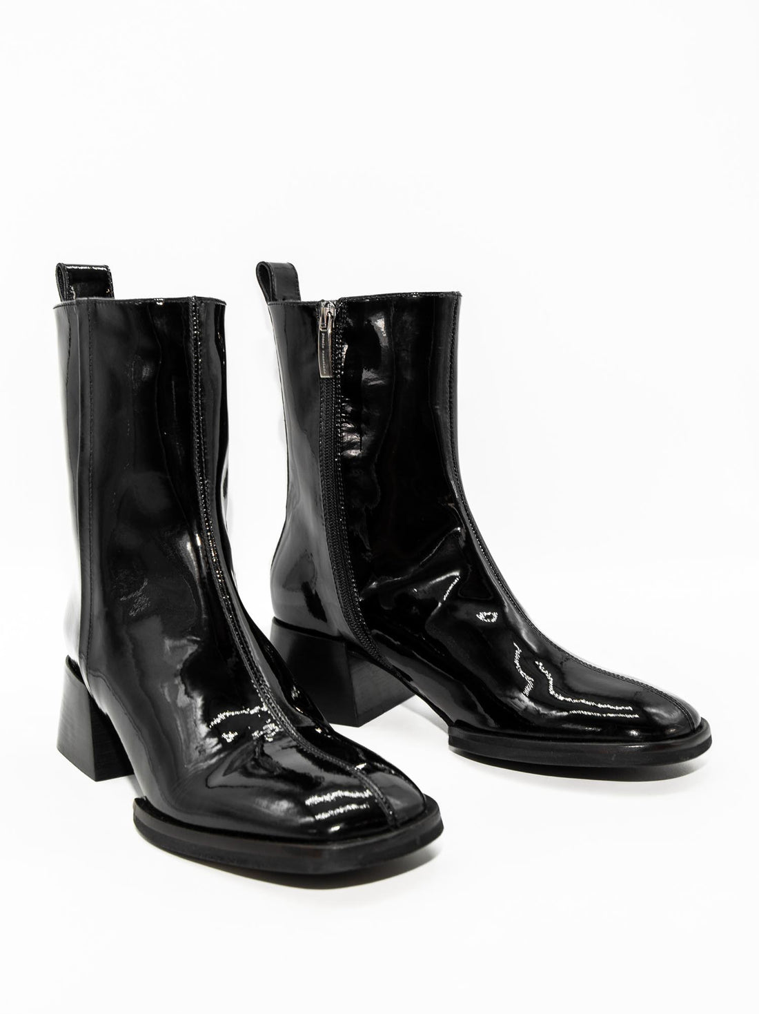MISV08 PATENT LEATHER HEEL ANKLE BOOTS