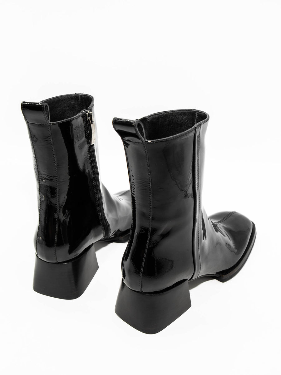 MISV08 PATENT LEATHER HEEL ANKLE BOOTS