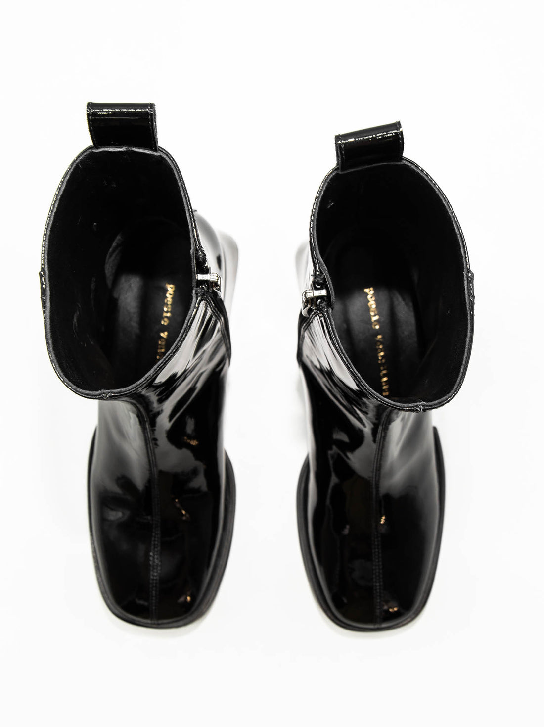MISV08 PATENT LEATHER HEEL ANKLE BOOTS