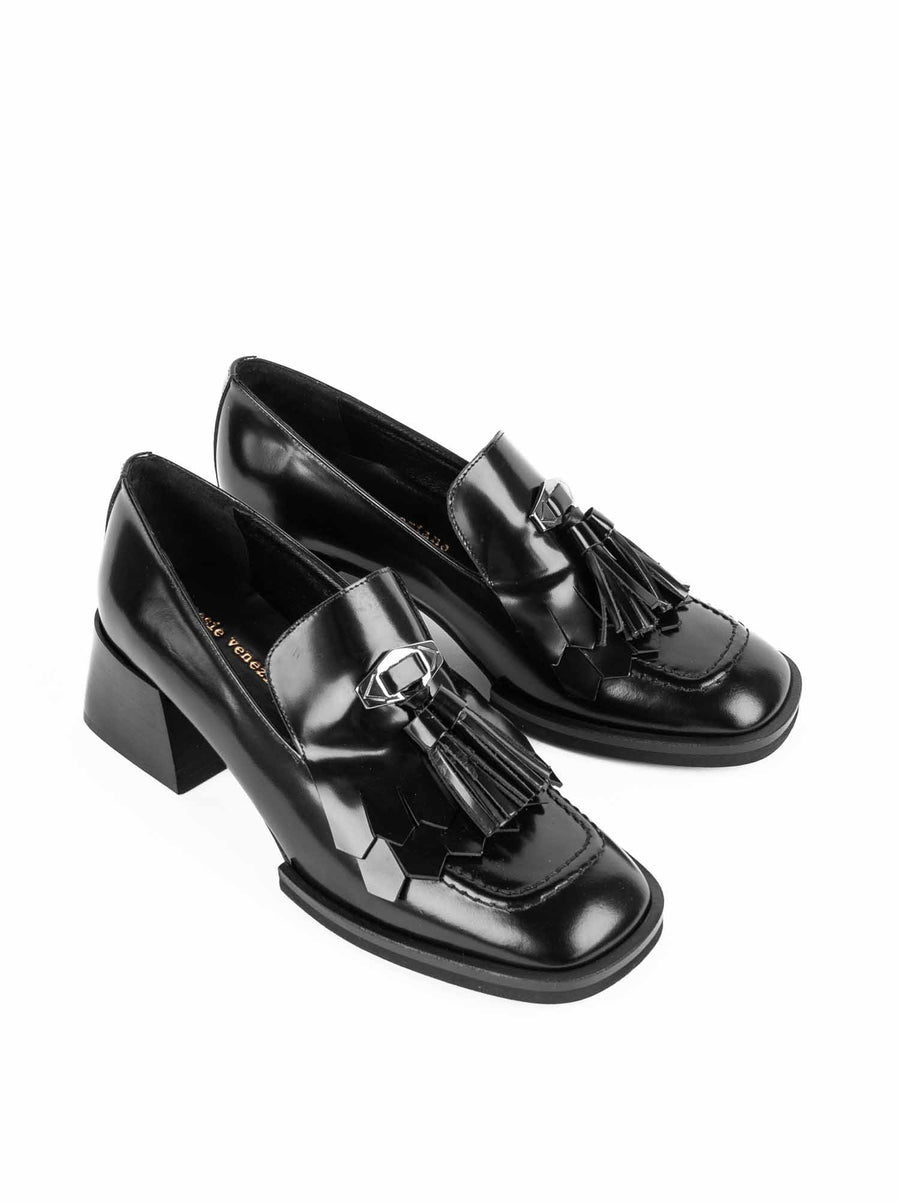 MISV10 BRUSHED LEATHER HEEL LOAFERS