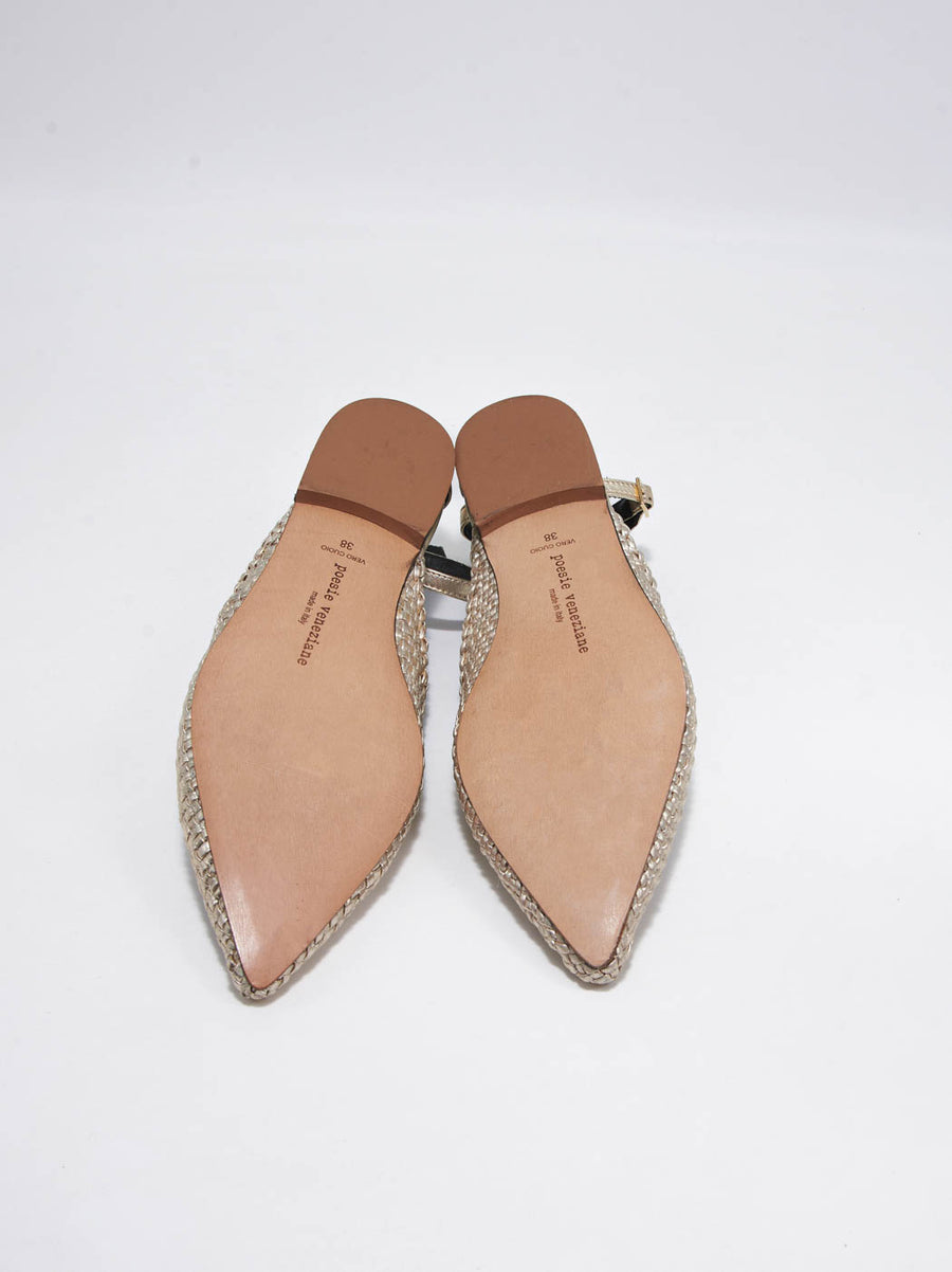 MUR26QJ LAMINATED WOVEN LEATHER BALLERINAS