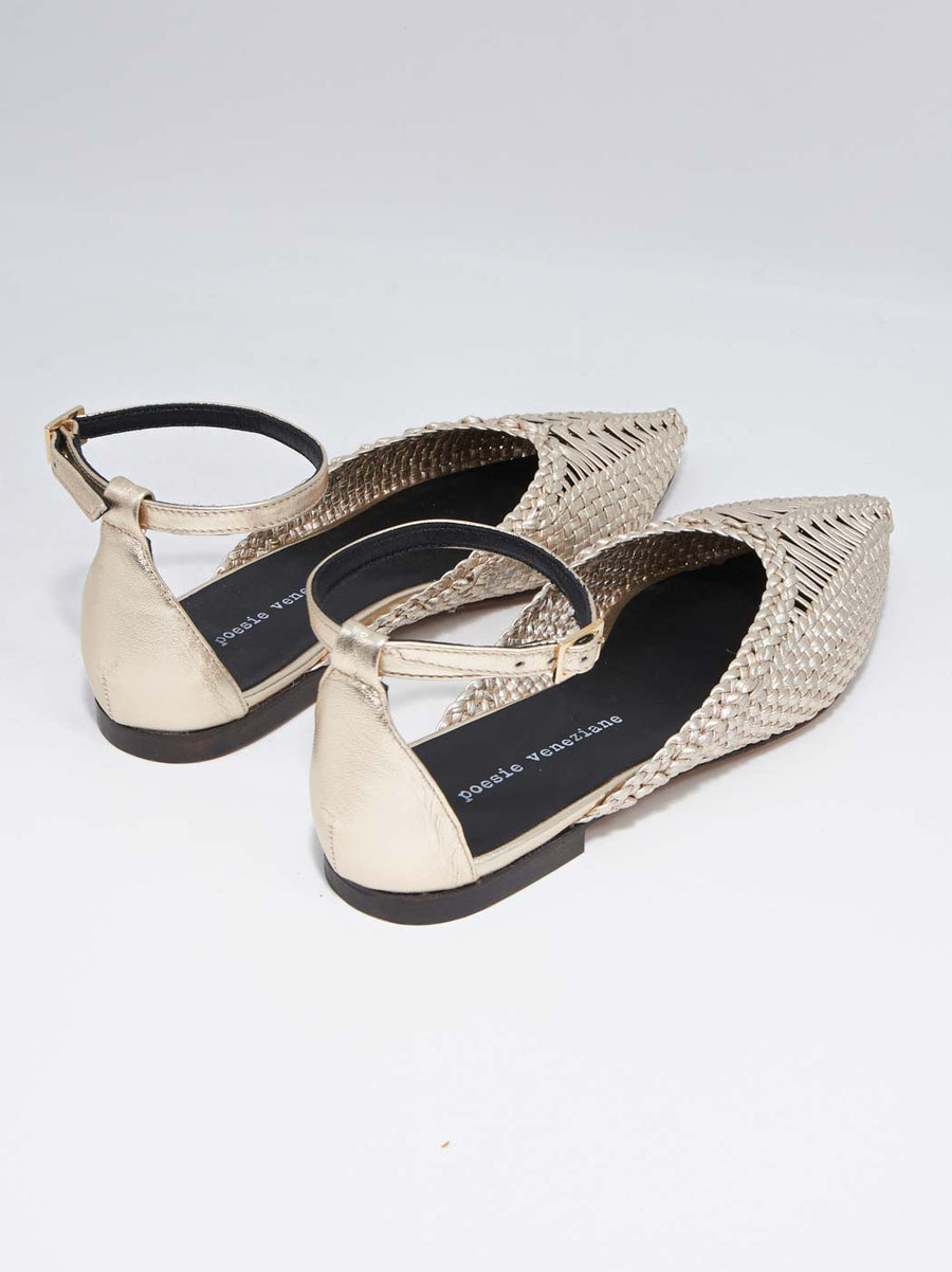 MUR26QJ LAMINATED WOVEN LEATHER BALLERINAS