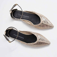 MUR26QJ LAMINATED WOVEN LEATHER BALLERINAS