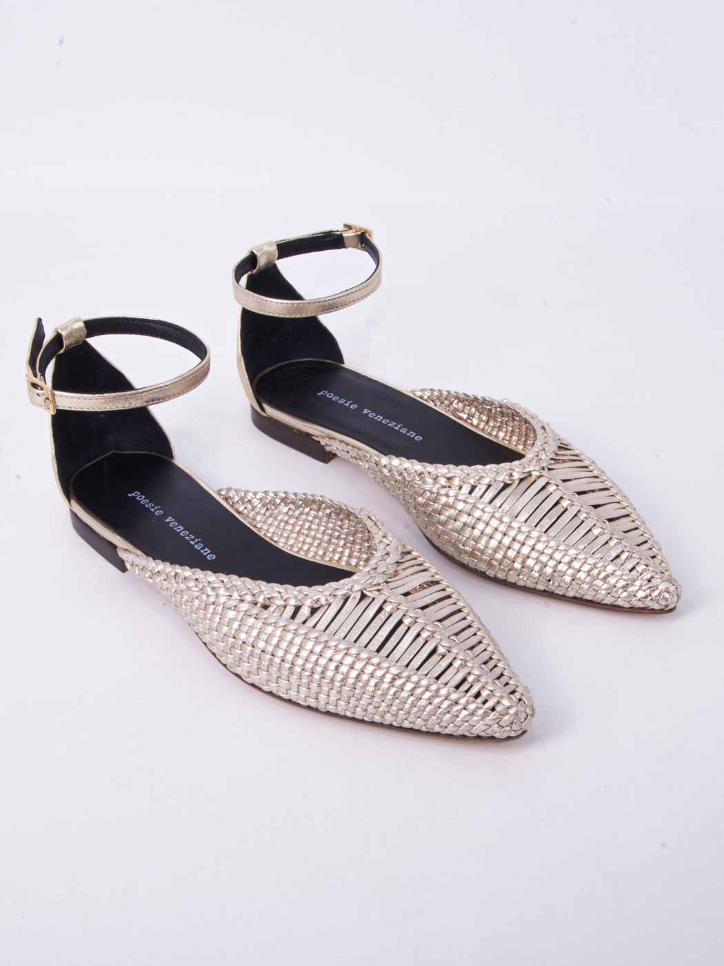 MUR26QJ LAMINATED WOVEN LEATHER BALLERINAS