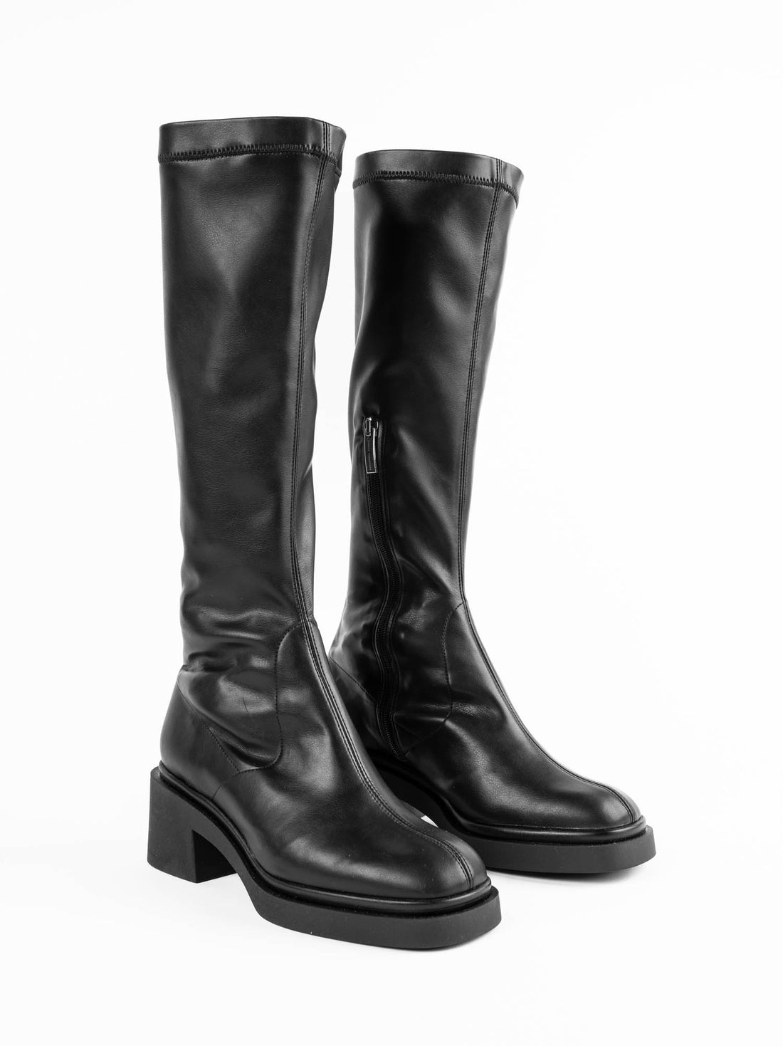 STE25 FAUX-LEATHER HEEL TALL BOOTS