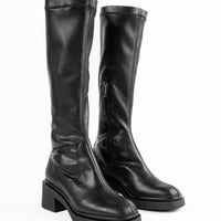 STE25 FAUX-LEATHER HEEL TALL BOOTS