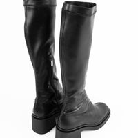 STE25 FAUX-LEATHER HEEL TALL BOOTS