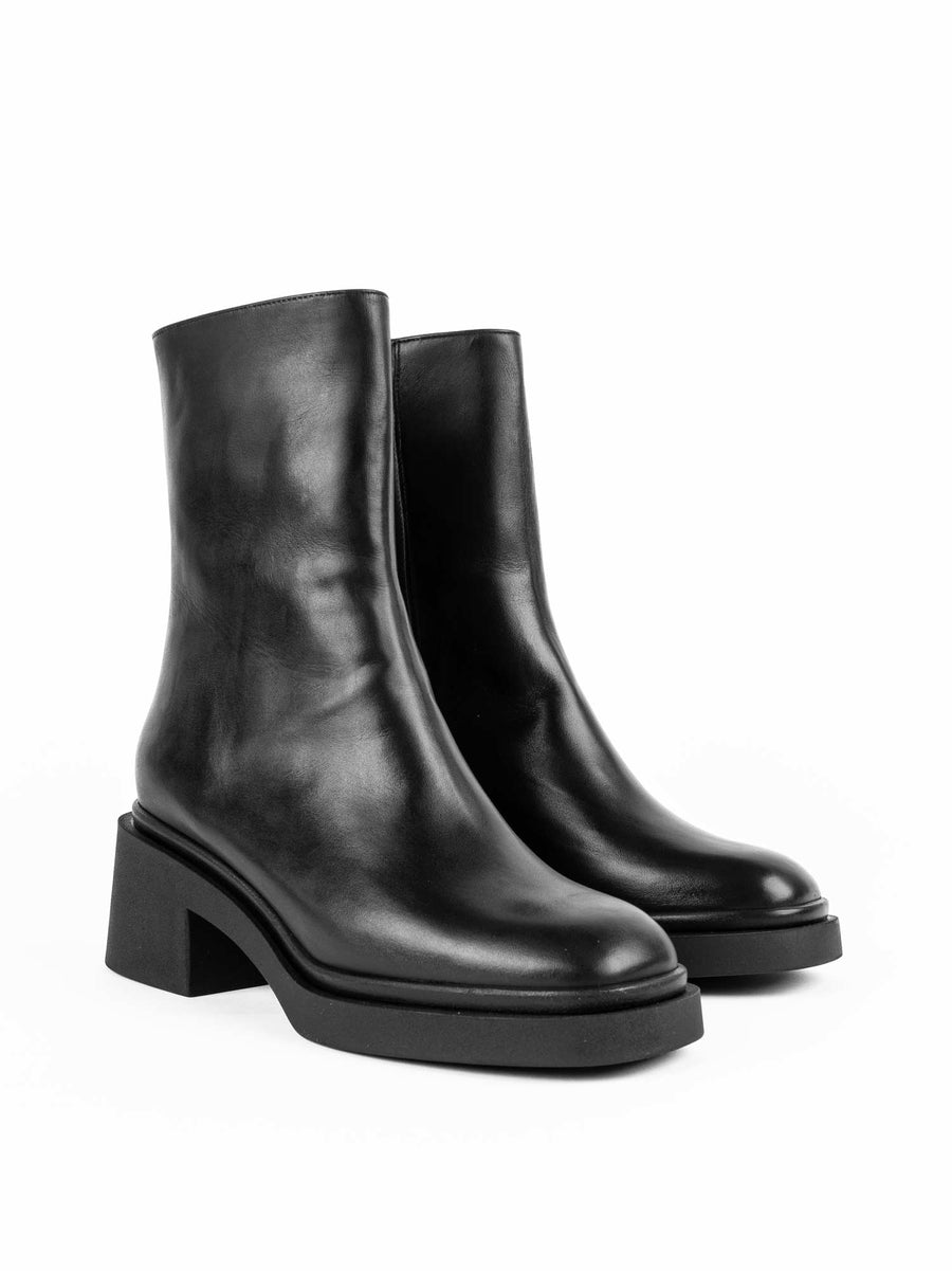 STE28 LEATHER HEEL ANKLE BOOTS