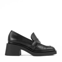 STE29 LEATHER HEEL LOAFERS