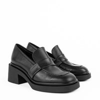 STE29 LEATHER HEEL LOAFERS