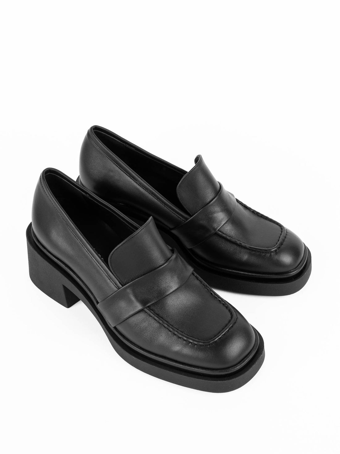 STE29 LEATHER HEEL LOAFERS