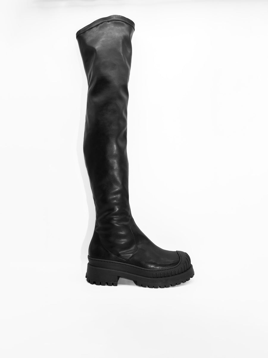 TY54 FAUX-LEATHER TALL BOOTS