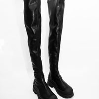 TY54 FAUX-LEATHER TALL BOOTS