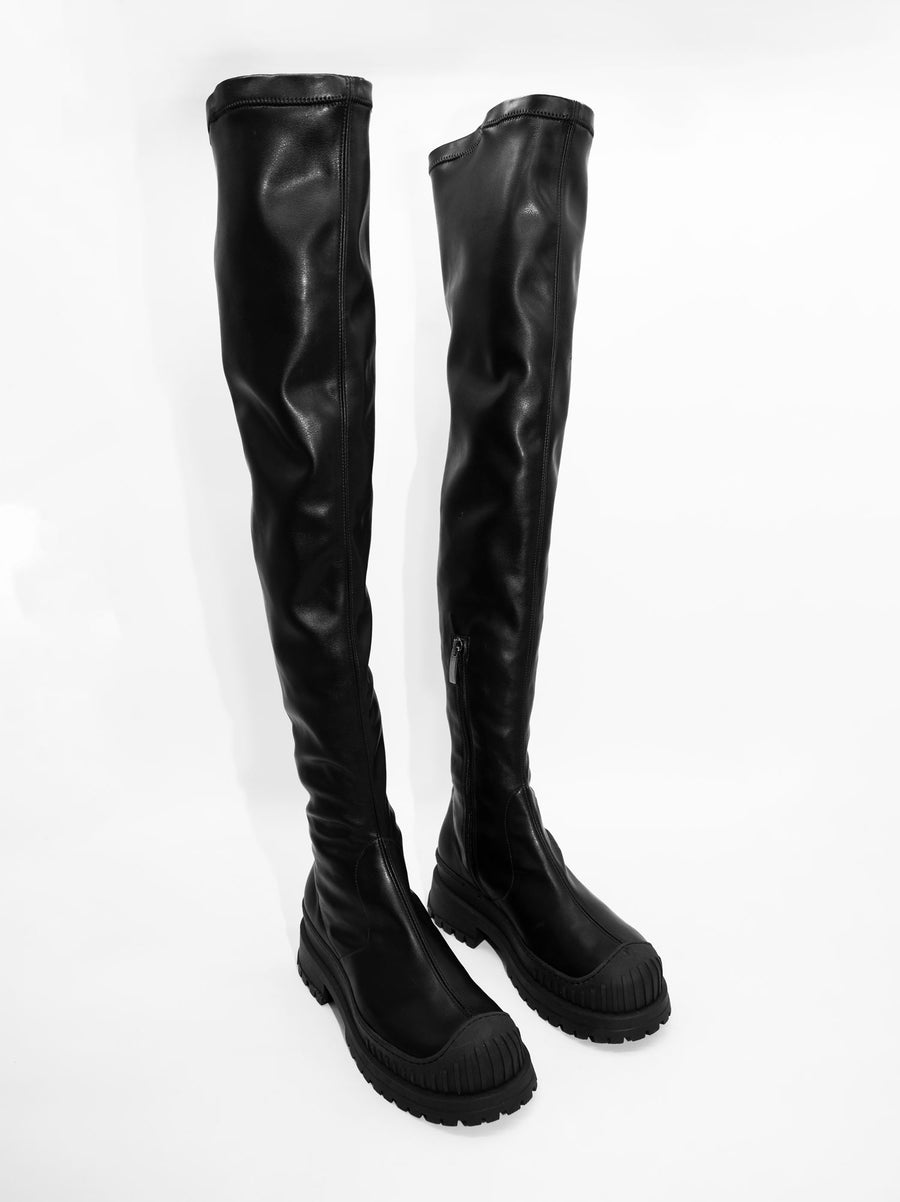 TY54 FAUX-LEATHER TALL BOOTS