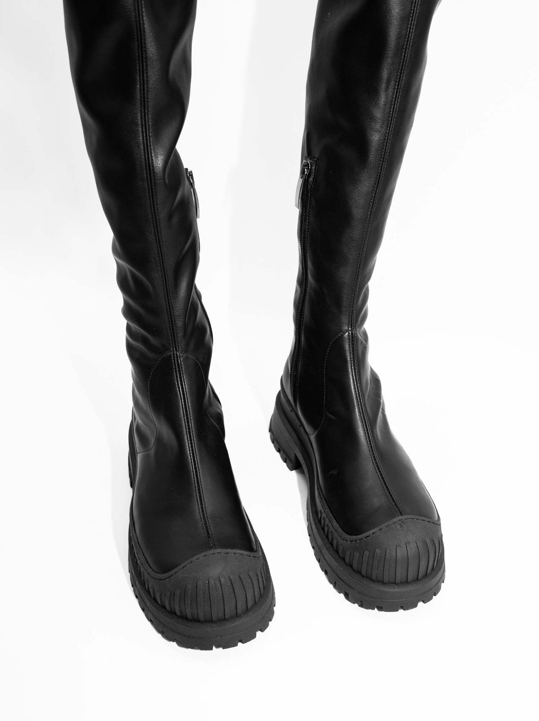 TY54 FAUX-LEATHER TALL BOOTS