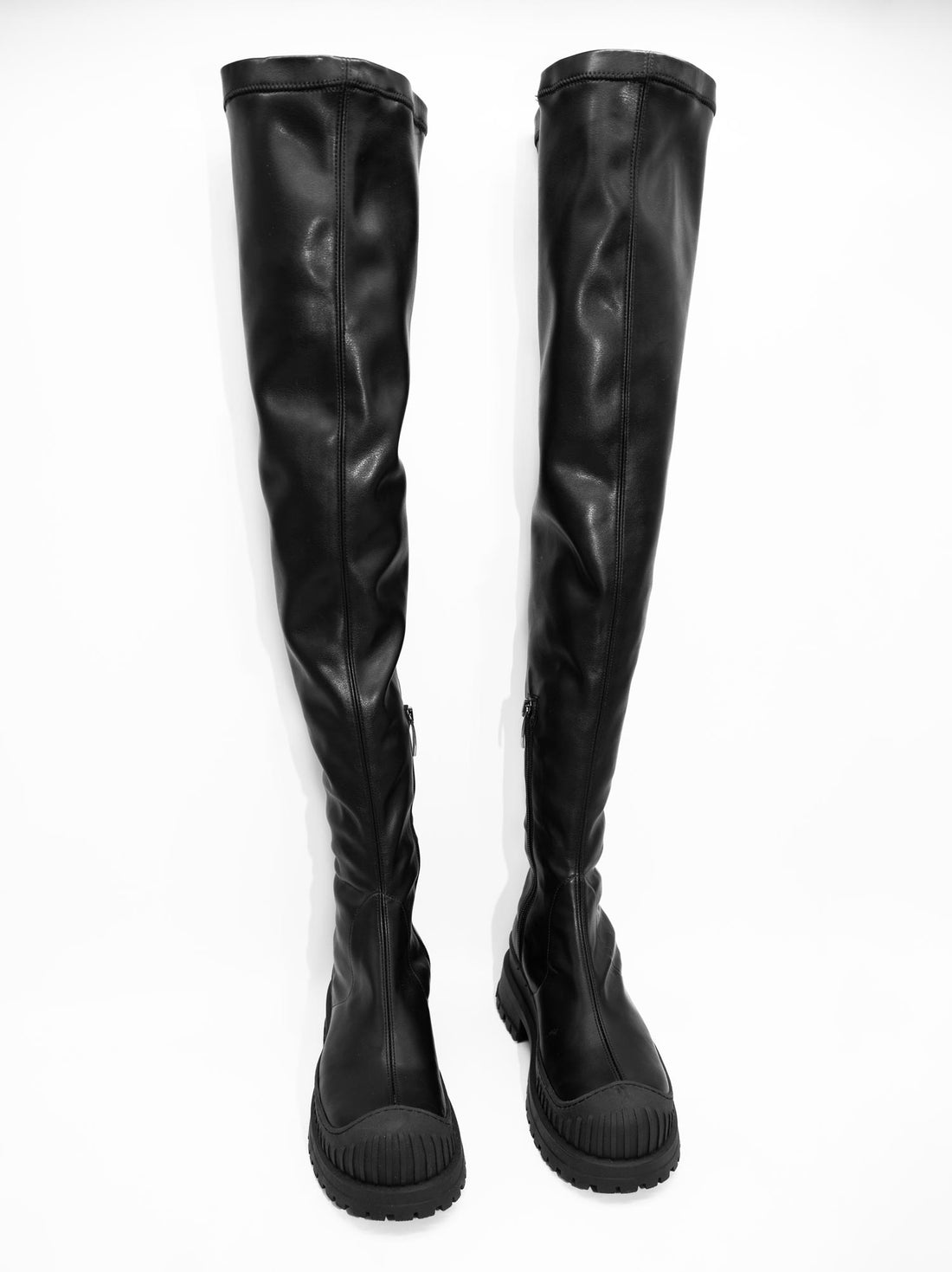 TY54 FAUX-LEATHER TALL BOOTS