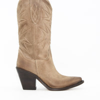 V7 CRUST LEATHER WESTERN ANKLE BOOTS