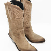 V7 CRUST LEATHER WESTERN ANKLE BOOTS