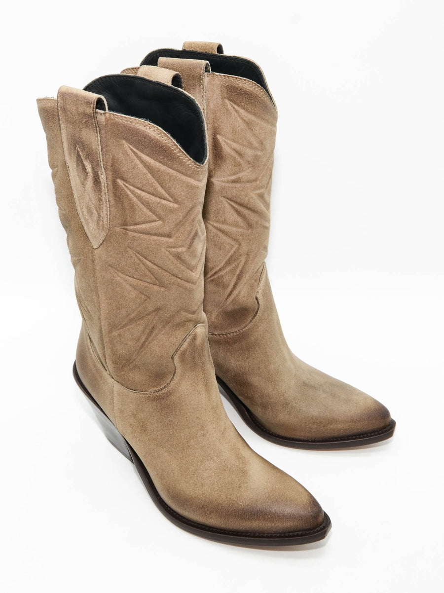 V7 CRUST LEATHER WESTERN ANKLE BOOTS