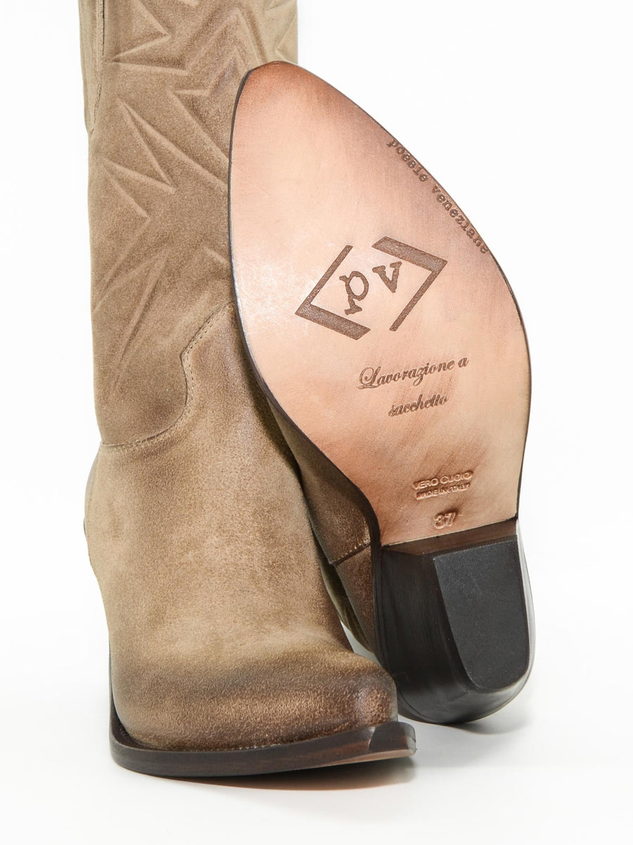 V7 CRUST LEATHER WESTERN ANKLE BOOTS