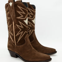 VTX02 CRUST LEATHER WESTERN ANKLE BOOTS