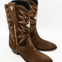VTX02 CRUST LEATHER WESTERN ANKLE BOOTS