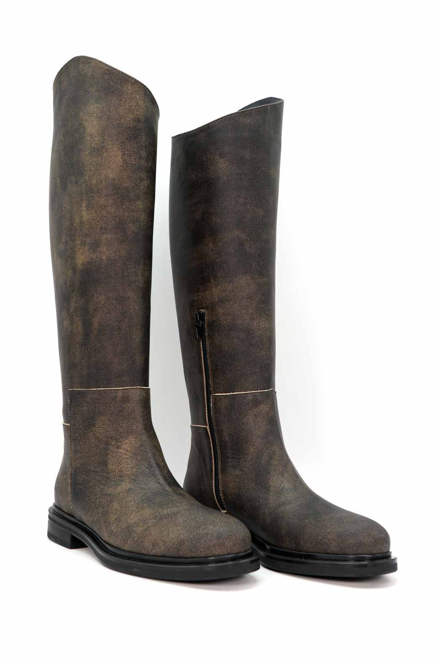 FMJ20 VINTAGE-EFFECT LEATHER TALL BOOTS