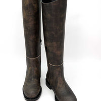 FMJ20 VINTAGE-EFFECT LEATHER TALL BOOTS